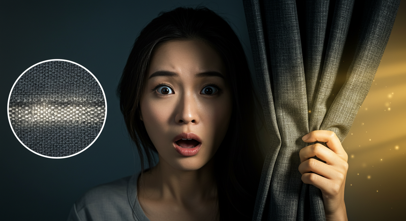 カーテンを閉めると部屋が暗くなる様子